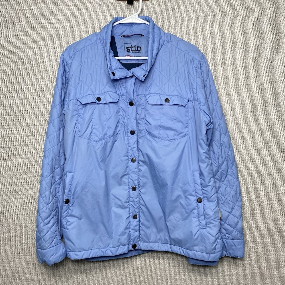 Stio Skycrest Shirt Jacket XL Womens Snap Periwinkle Blue Thermore Pertex